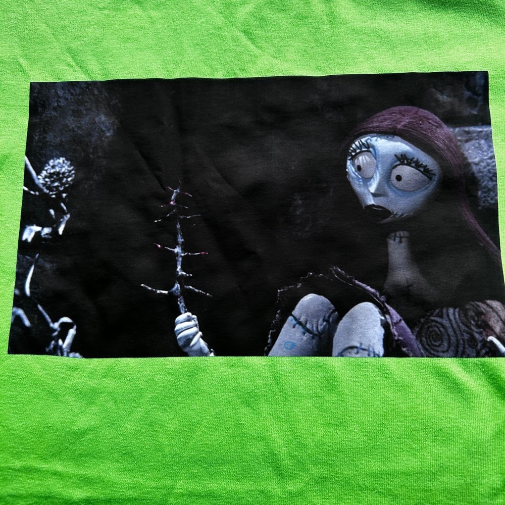 Nightmare Before Christmas Sally Graphic Tee Neon Green Small NWT